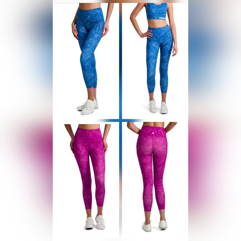 Reebok Women's Printed Prime Highrise 7/8 Legging with  Side Zipper Pocket Small